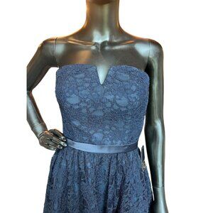NWT - Mori Lee Navy Lace Strapless Short Dress